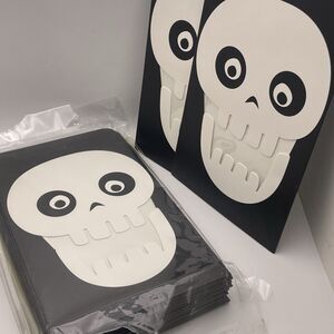 Skull 3D Heavy Paper 24 Trick-Or-Treat Goody Bags Party Bone Appetit Stickers